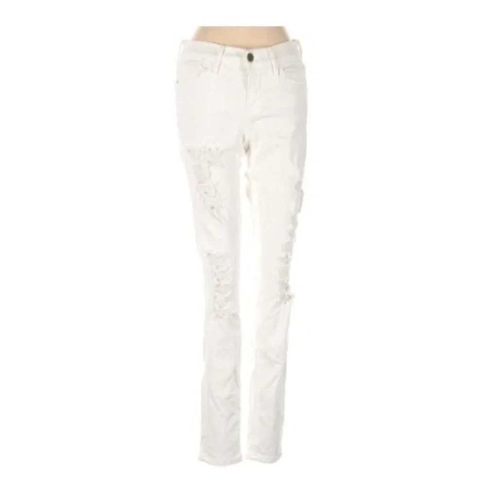 FRAME NWOT Le Skinny de Jeanne Blanc Distressed Jeans 26x29 USA Made‎ $228